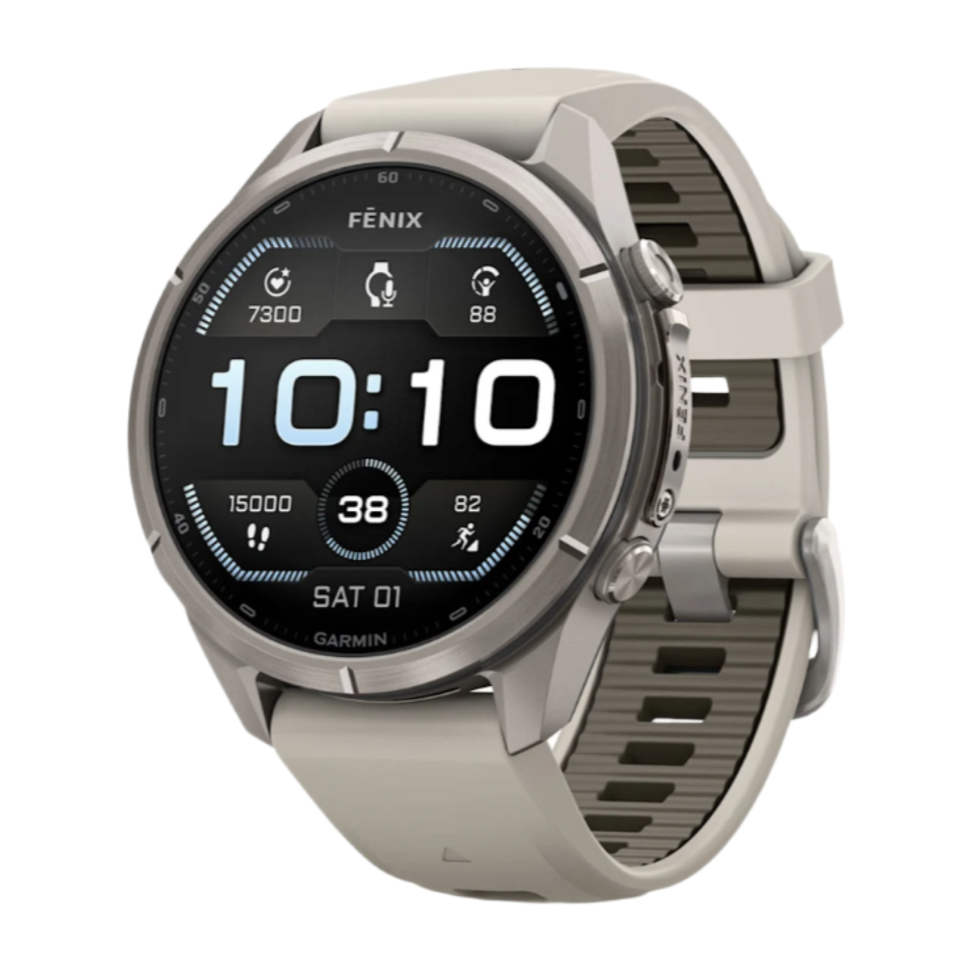 Часы Garmin Fenix 9 Pro - 43mm, No inReach, Titanium with Fog Gray/Dark Sandstone Silicone Band (010-04335-85)