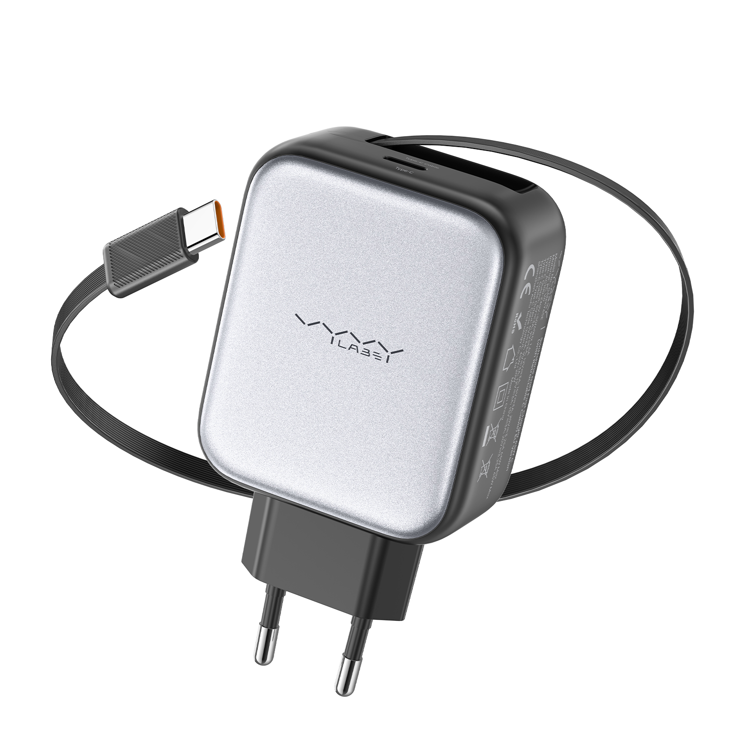 Сетевое зарядное устройство с выдвижным кабелем Vyvylabs Swiftshine 30W (GANXY30E)