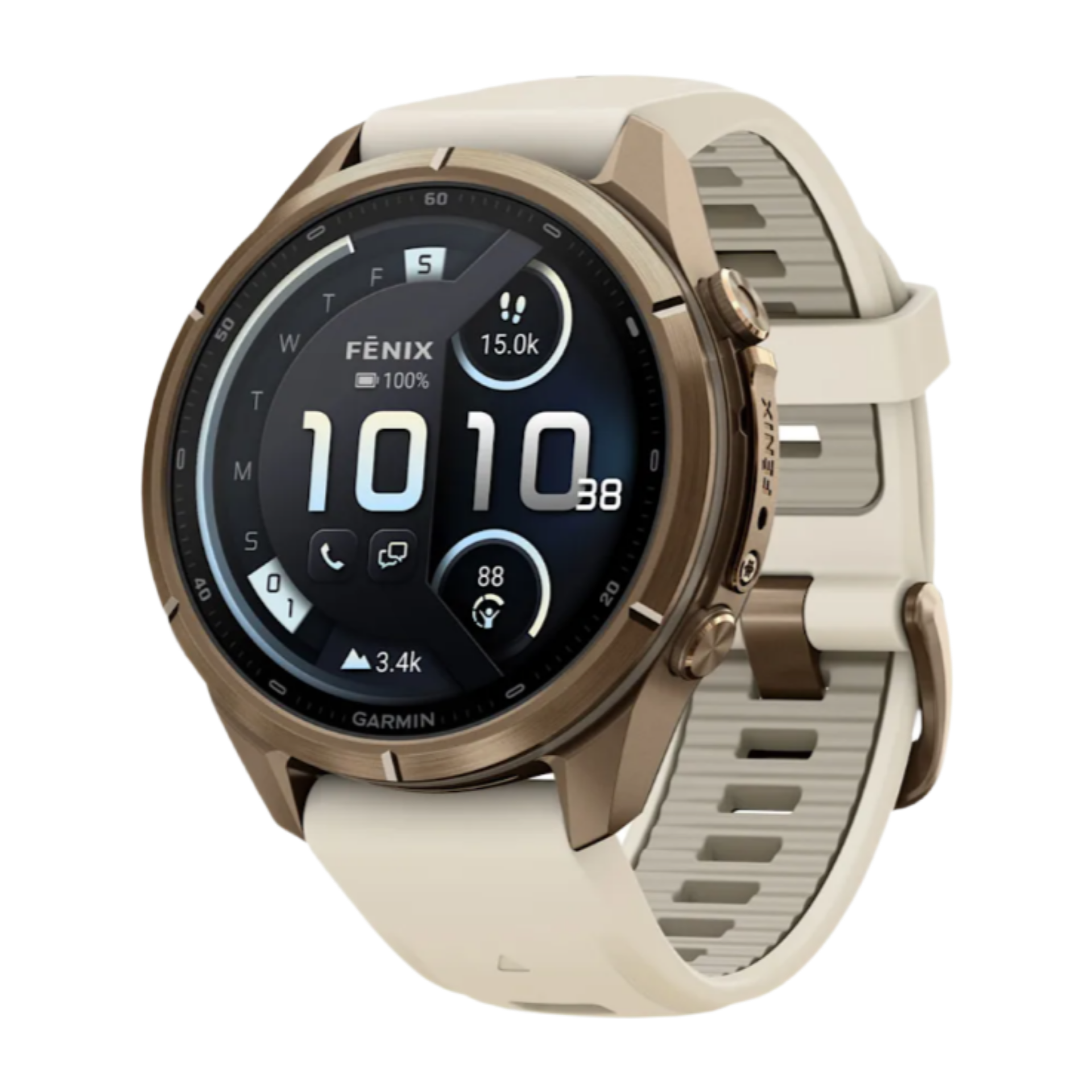 Часы Garmin Fenix 9 Pro - 43mm, inReach, Autumn Gold Titanium with Cream/French Gray Silicone Band (010-04335-20)