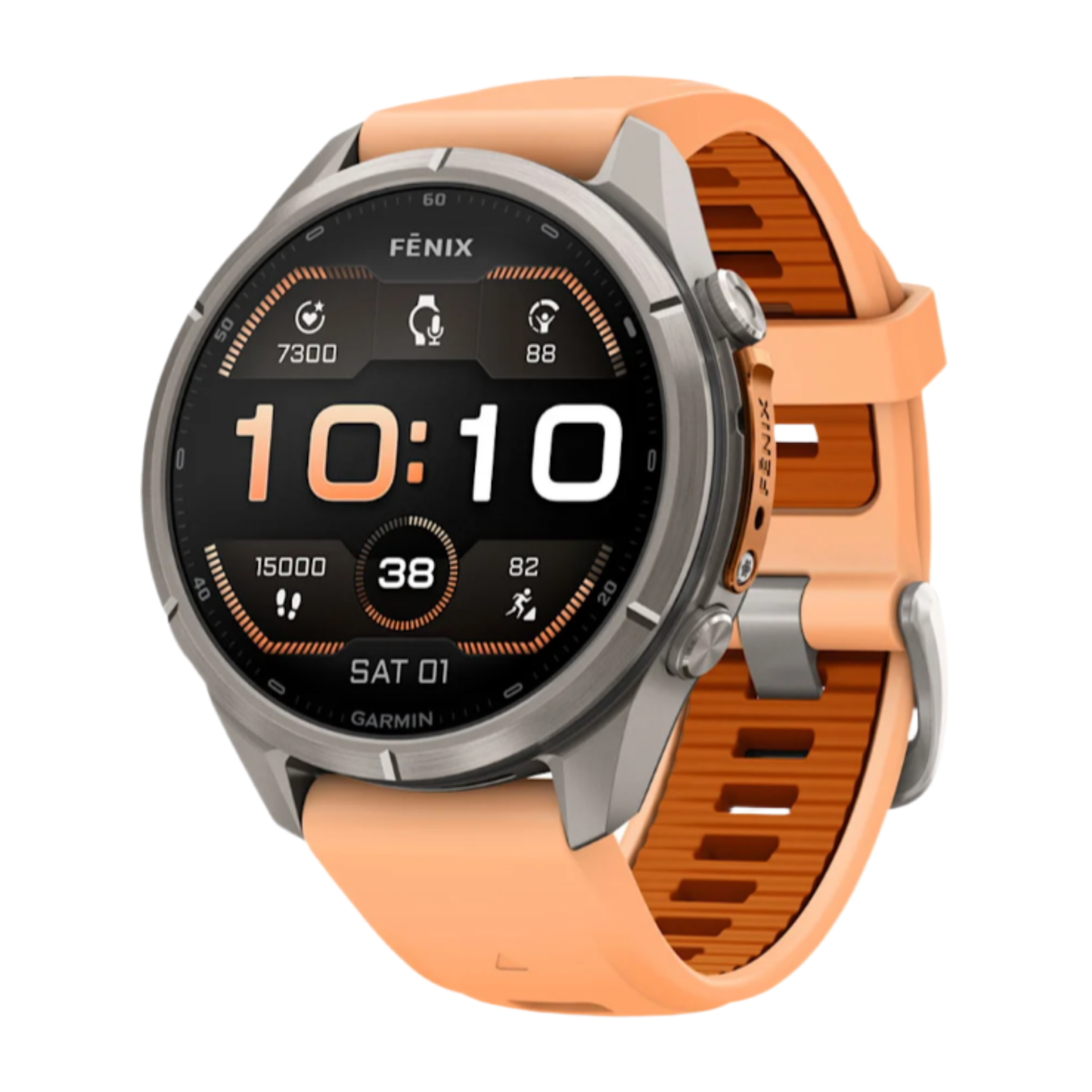 Часы Garmin Fenix 9 Pro - 43mm, No inReach, Titanium with Shell Pink/Autumn Orange Silicone Band (010-04335-06)