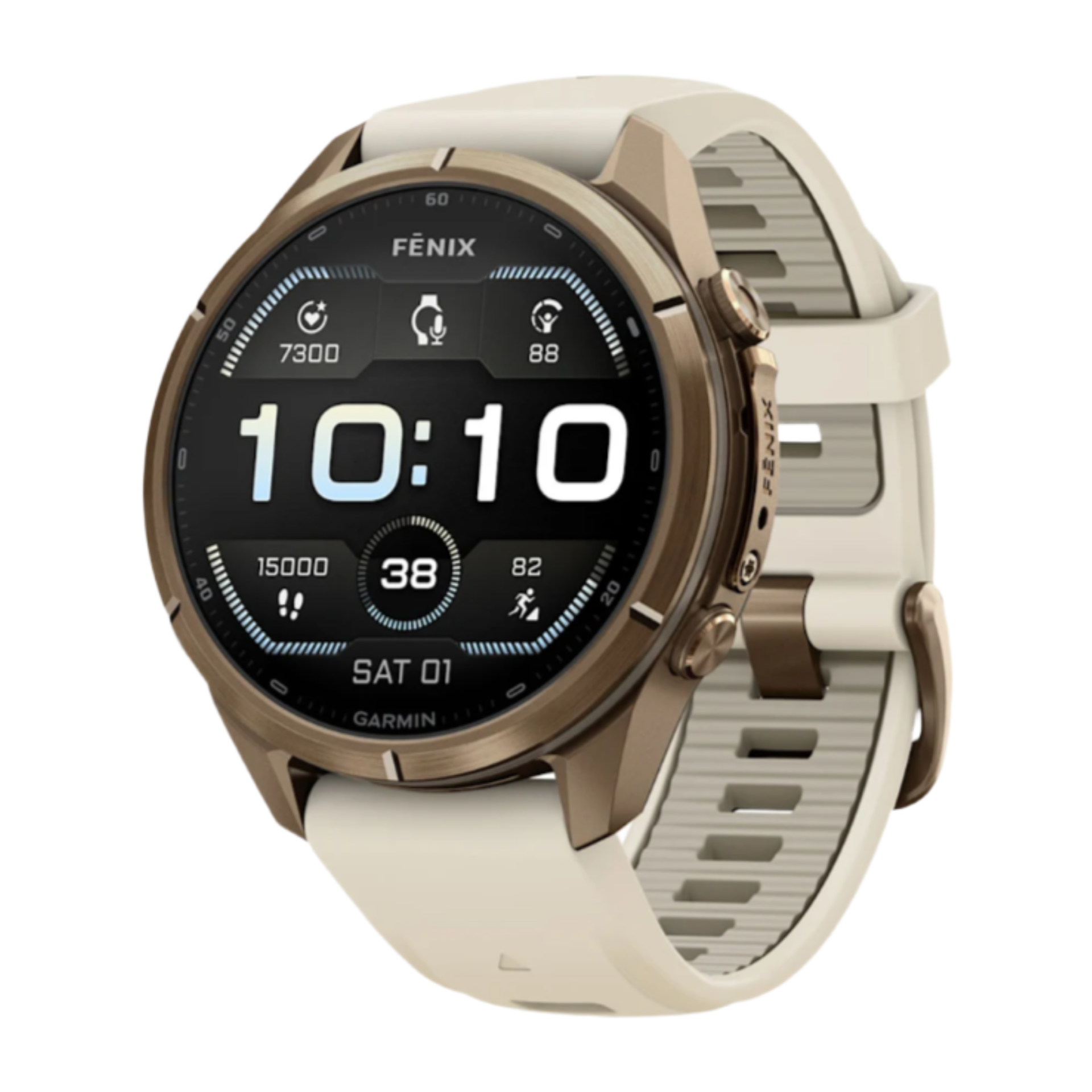 Часы Garmin Fenix 9 Pro - 43mm, No inReach, Autumn Gold Titanium with Cream/French Gray Silicone Band (010-04335-25)