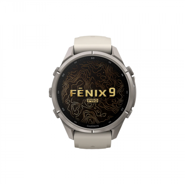 Часы Garmin Fenix 9 Pro - 43mm, inReach, Titanium with Fog Gray / Dark Sandstone Silicone Band (010-04335-80)