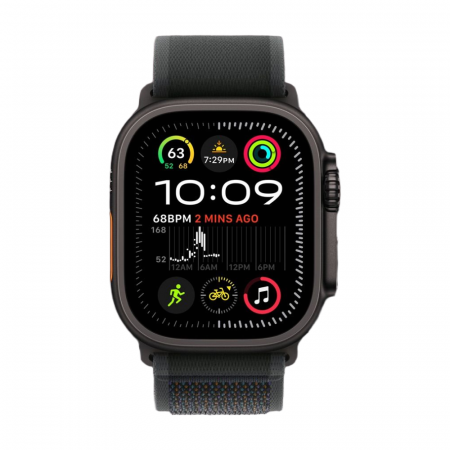 Apple Watch Ultra 2 Black Titanium Case, Trail Loop Black M/L