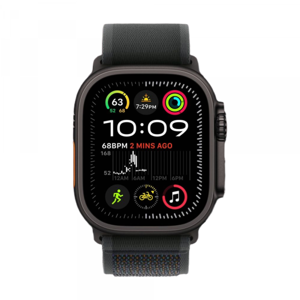 Apple Watch Ultra 2 Black Titanium Case, Trail Loop Black M/L