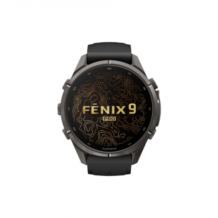 Часы Garmin Fenix 9 Pro - 43mm, inReach, Carbon Gray DLC Titanium with Black/Pebble Gray Silicone Band (010-04335-10)