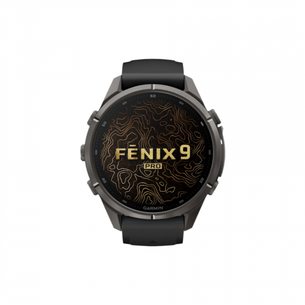 Часы Garmin Fenix 9 Pro - 43mm, inReach, Carbon Gray DLC Titanium with Black/Pebble Gray Silicone Band (010-04335-10)