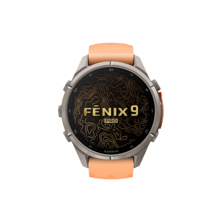Часы Garmin Fenix 9 Pro - 43mm, No inReach, Titanium with Shell Pink/Autumn Orange Silicone Band (010-04335-06)