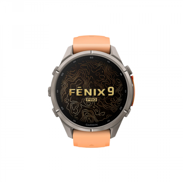 Часы Garmin Fenix 9 Pro - 43mm, No inReach, Titanium with Shell Pink/Autumn Orange Silicone Band (010-04335-06)