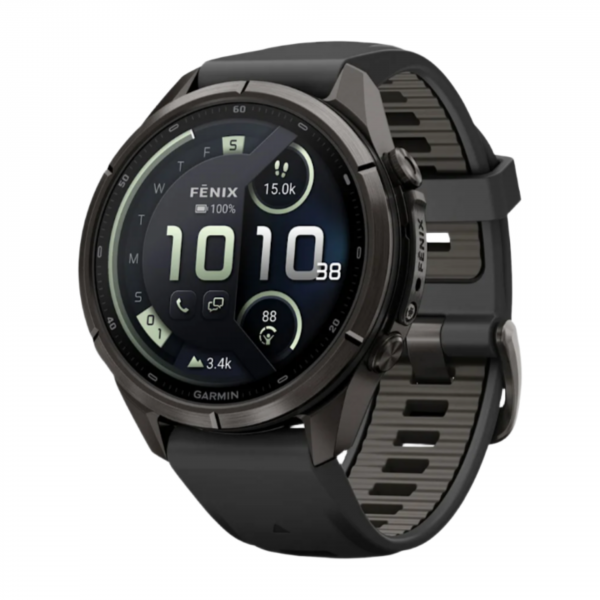 Часы Garmin Fenix 9 Pro - 43mm, inReach, Carbon Gray DLC Titanium with Black/Pebble Gray Silicone Band (010-04335-10)