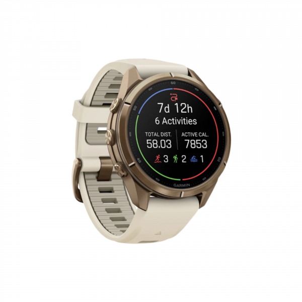 Часы Garmin Fenix 9 Pro - 43mm, No inReach, Autumn Gold Titanium with Cream/French Gray Silicone Band (010-04335-25)