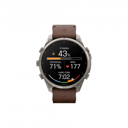 Часы Garmin Fenix 9 PRO INREACH, 47 мм, AMOLED, Sapphire Titanium with Walnut Leather Band (010-04336-40)
