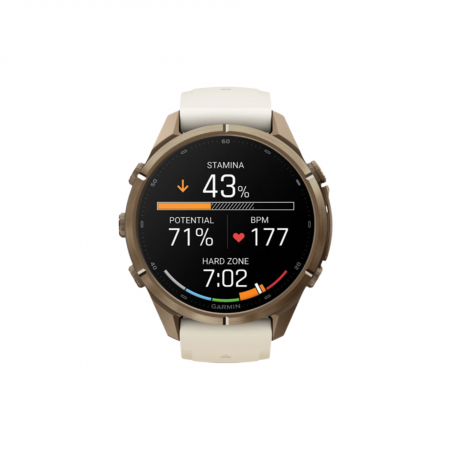 Часы Garmin Fenix 9 Pro - 43mm, inReach, Autumn Gold Titanium with Cream/French Gray Silicone Band (010-04335-20)