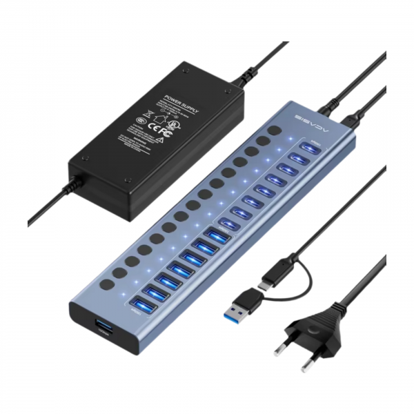 USB-хаб Acasis HB16Pro, 16 портов (8 USB-A + 8 USB-C)