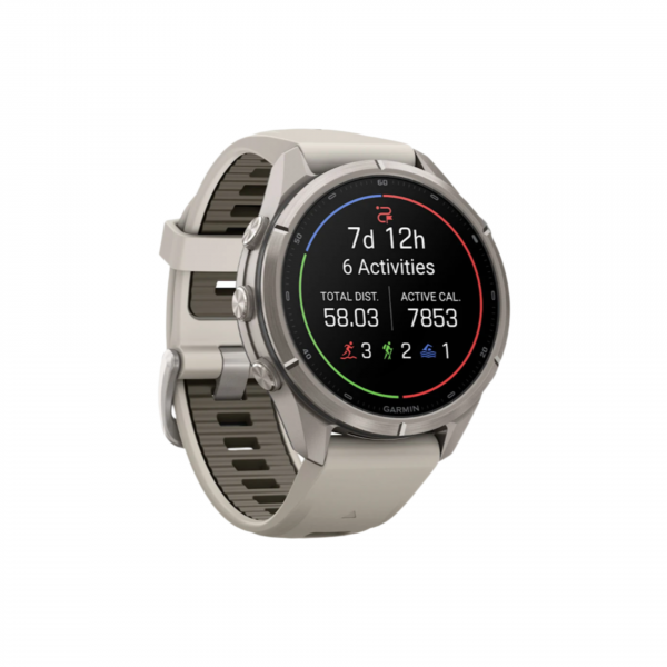 Часы Garmin Fenix 9 Pro - 43mm, inReach, Titanium with Fog Gray / Dark Sandstone Silicone Band (010-04335-80)