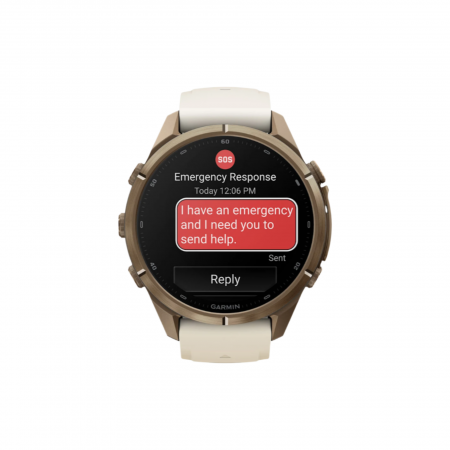 Часы Garmin Fenix 9 Pro - 43mm, inReach, Autumn Gold Titanium with Cream/French Gray Silicone Band (010-04335-20)