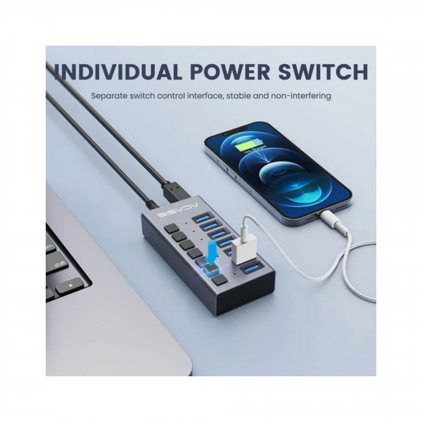 Acasis USB - хаб HS-707MG (7USB-A, 10Гбит/С)