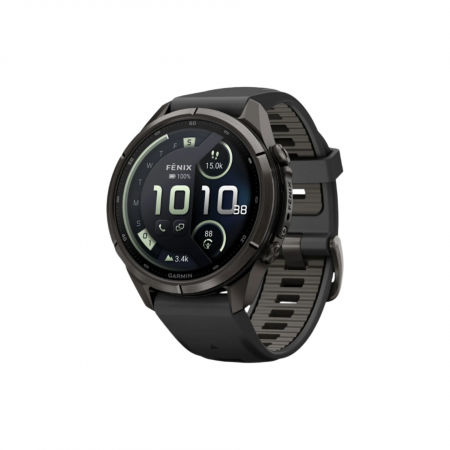 Часы Garmin Fenix 9 Pro - 43mm, inReach, Carbon Gray DLC Titanium with Black/Pebble Gray Silicone Band (010-04335-10)