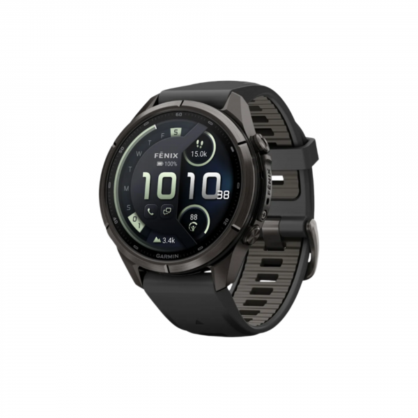 Часы Garmin Fenix 9 Pro - 43mm, inReach, Carbon Gray DLC Titanium with Black/Pebble Gray Silicone Band (010-04335-10)