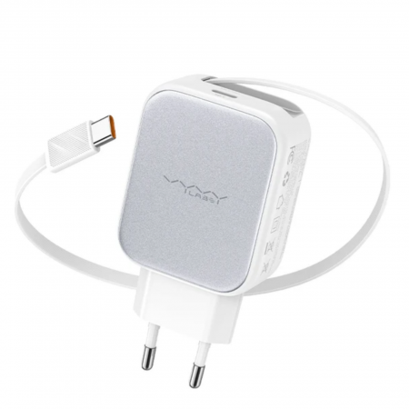 Сетевое зарядное устройство с выдвижным кабелем Vyvylabs Swiftshine 30W (GANXY30E)
