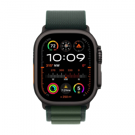 Apple Watch Ultra 2 Black Titanium Case, Alpine Loop Зелёный M