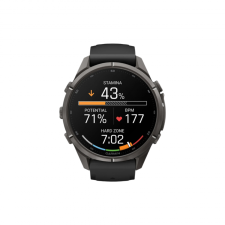 Часы Garmin Fenix 9 Pro - 43mm, inReach, Carbon Gray DLC Titanium with Black/Pebble Gray Silicone Band (010-04335-10)