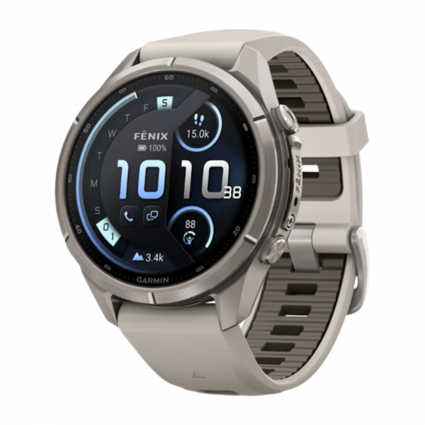 Часы Garmin Fenix 9 Pro - 43mm, inReach, Titanium with Fog Gray / Dark Sandstone Silicone Band (010-04335-80)
