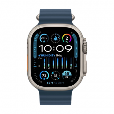Apple Watch Ultra 2 Natural Titanium Ocean Band Blue