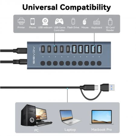 USB - хаб Acasis HB10Pro (5USB-A + 5USB-C)
