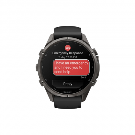 Часы Garmin Fenix 9 Pro - 43mm, inReach, Carbon Gray DLC Titanium with Black/Pebble Gray Silicone Band (010-04335-10)