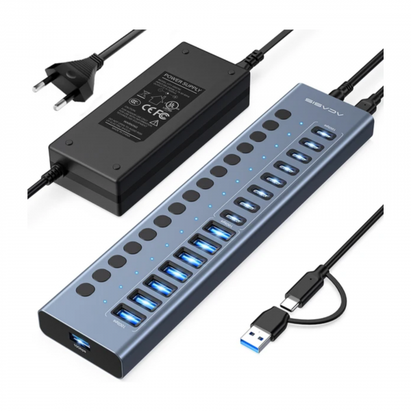 USB-хаб Acasis HB16Pro, 16 портов (8 USB-A + 8 USB-C)