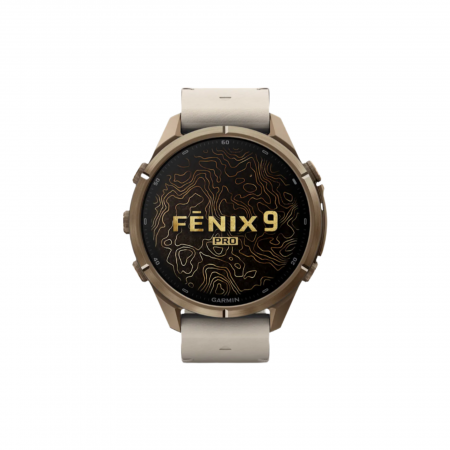 Часы Garmin Fenix 9 Pro - 43mm, inReach, Autumn Gold Titanium with Bone Leather Band (010-04335-40)
