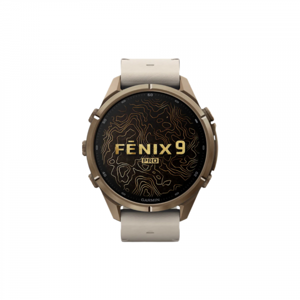 Часы Garmin Fenix 9 Pro - 43mm, inReach, Autumn Gold Titanium with Bone Leather Band (010-04335-40)