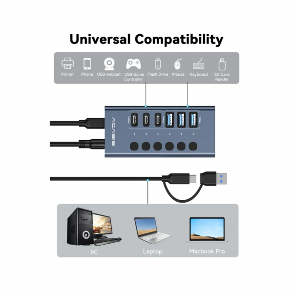 USB-хаб Acasis HB06Pro (3 USB-A + 3 USB-C)