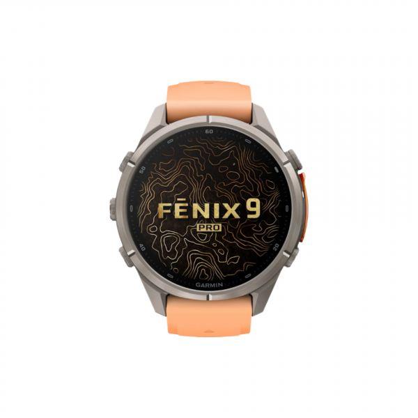 Часы Garmin Fenix 9 Pro - 43mm, inReach, Titanium with Shell Pink/Autumn Orange Silicone Band (010-04335-00)