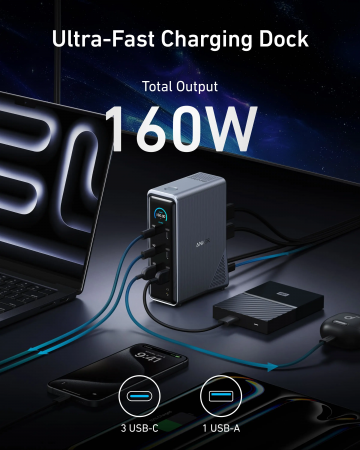 Зарядная станция Anker Prime 160W (A83B63A1)