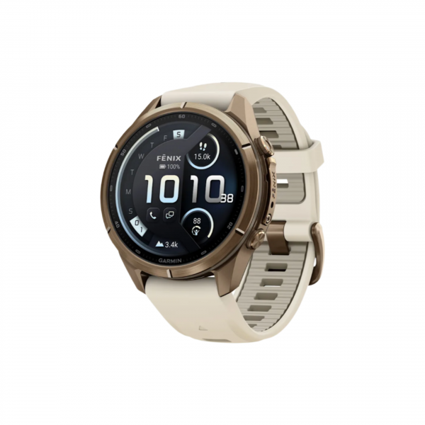 Часы Garmin Fenix 9 Pro - 43mm, inReach, Autumn Gold Titanium with Cream/French Gray Silicone Band (010-04335-20)