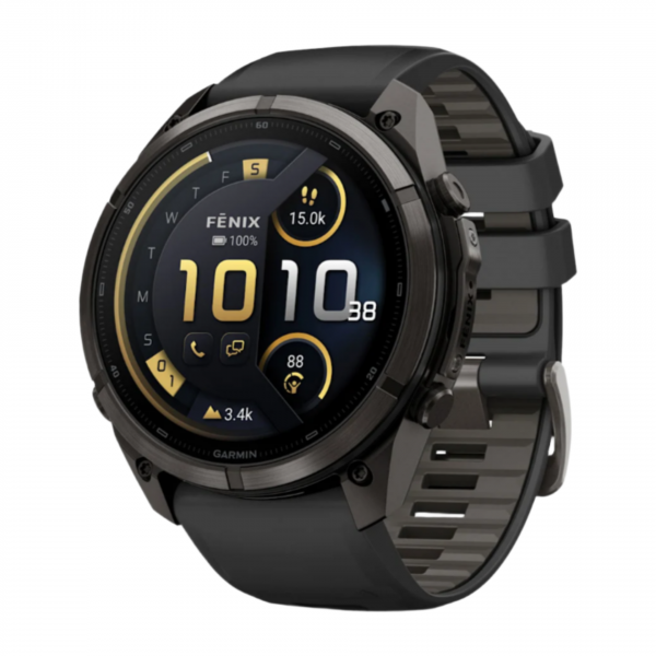 Часы Garmin Fenix 9 Pro - 47mm, inReach, Carbon Gray DLC Titanium with Black/Pebble Gray Silicone Band (010-04336-10)