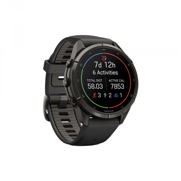 Часы Garmin Fenix 9 Pro - 43mm, inReach, Carbon Gray DLC Titanium with Black/Pebble Gray Silicone Band (010-04335-10)