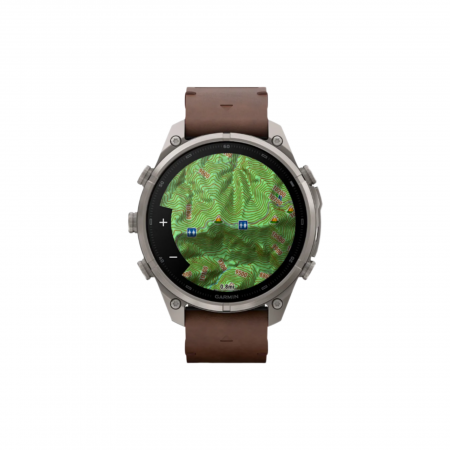 Часы Garmin Fenix 9 PRO INREACH, 47 мм, AMOLED, Sapphire Titanium with Walnut Leather Band (010-04336-40)