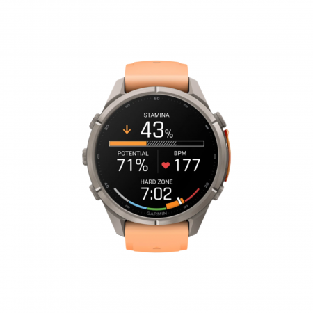 Часы Garmin Fenix 9 Pro - 43mm, No inReach, Titanium with Shell Pink/Autumn Orange Silicone Band (010-04335-06)
