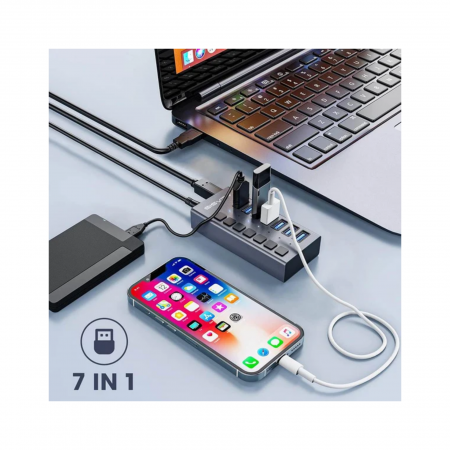 Acasis USB - хаб HS-707MG (7USB-A, 10Гбит/С)