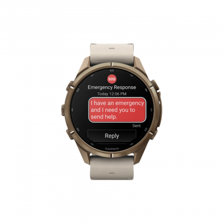Часы Garmin Fenix 9 Pro - 43mm, inReach, Autumn Gold Titanium with Bone Leather Band (010-04335-40)