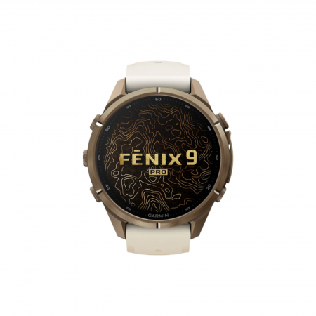 Часы Garmin Fenix 9 Pro - 43mm, inReach, Autumn Gold Titanium with Cream/French Gray Silicone Band (010-04335-20)