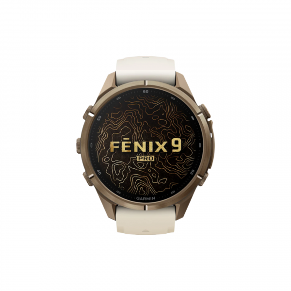 Часы Garmin Fenix 9 Pro - 43mm, No inReach, Autumn Gold Titanium with Cream/French Gray Silicone Band (010-04335-25)
