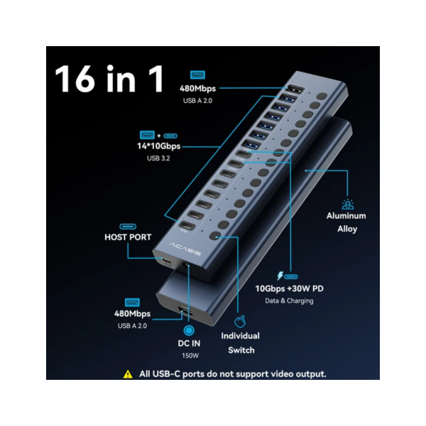 USB - хаб Acasis HB16Max (8USB-A + 8USB-C)