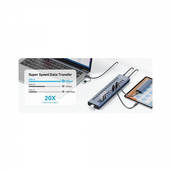 USB-хаб Acasis HB16Max, 16 портов (8 USB-A + 8 USB-C) 