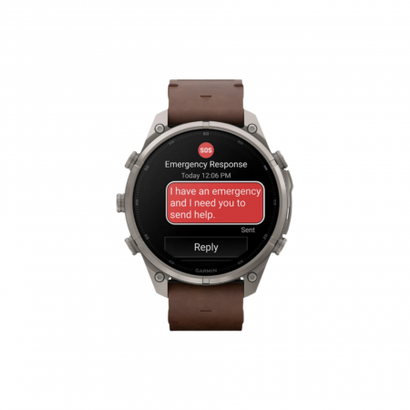 Часы Garmin Fenix 9 PRO INREACH, 47 мм, AMOLED, Sapphire Titanium with Walnut Leather Band (010-04336-40)