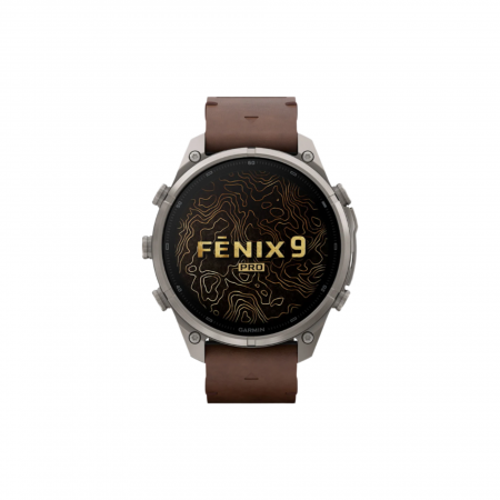 Часы Garmin Fenix 9 PRO INREACH, 47 мм, AMOLED, Sapphire Titanium with Walnut Leather Band (010-04336-40)
