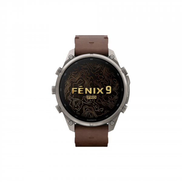 Часы Garmin Fenix 9 PRO INREACH, 47 мм, AMOLED, Sapphire Titanium with Walnut Leather Band (010-04336-40)