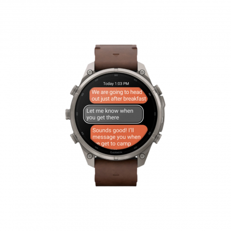 Часы Garmin Fenix 9 PRO INREACH, 47 мм, AMOLED, Sapphire Titanium with Walnut Leather Band (010-04336-40)